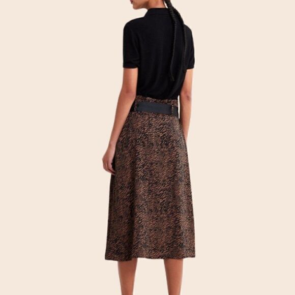 Zara Animal Print Midi Skirt with Thigh Split (No Belt) Size XS - Picture 2 of 11